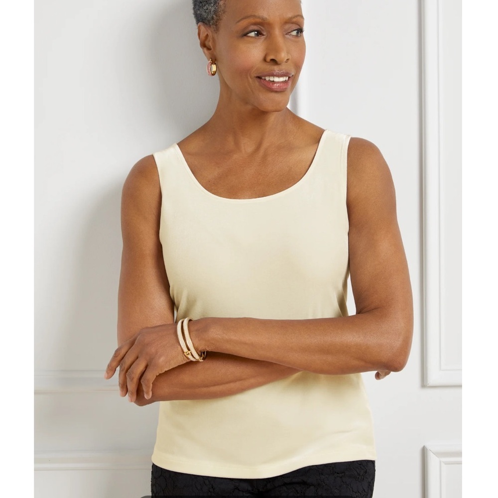 Talbots Velvet Shell Tank Top Cream White Size S